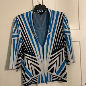 Vintage Ming Wang Blue and White Knit Cardigan